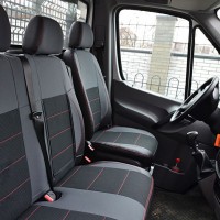 Авточехлы Premium для салона Mercedes Sprinter '06- красная строчка (1+2) (MW Brothers)