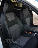 Авточехлы Leather Style для салона Skoda Octavia A7 '17-, серая строчка (MW Brothers)