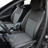Авточехлы Premium для салона Renault Megane 3 Grandtour '08-16 универсал темные, серая строчка (MW Brothers)